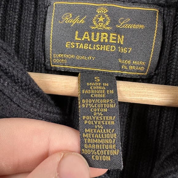 Ralph Lauren Black Label Sweater Womens Small Stripe Shawl Collar Buckle Toggle - Picture 3 of 13